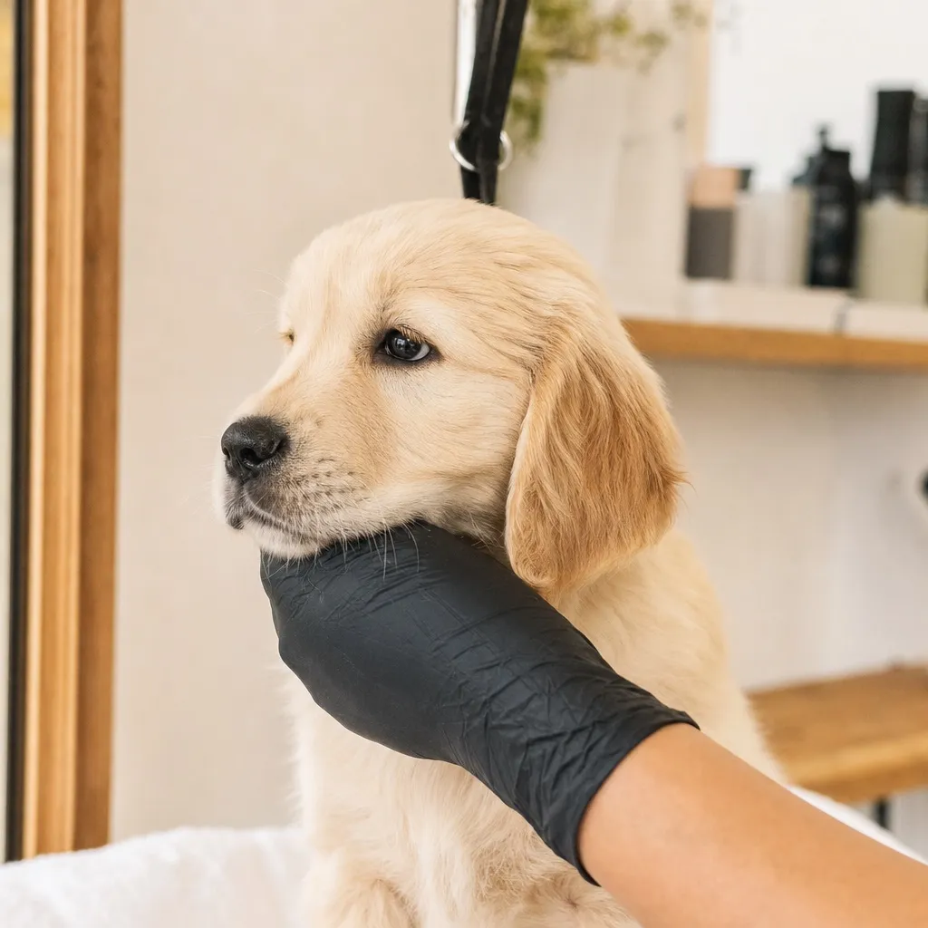 Puppy first grooms — Clara handles this for dog groomers